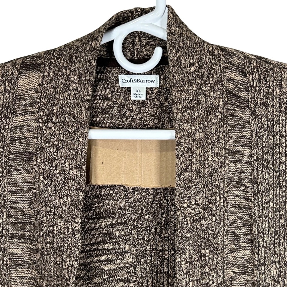 Croft & Barrow Womens XL Brown Marled Open Front Cardigan Sweater Boho Chic